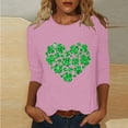 thumbnail image 1 of St. Patricks Day Ladies' St. Patricks Day Printed Round Neck Three Quarter Sleeve 3/4 Sleeve T-Shirt Loose Top, 1 of 6