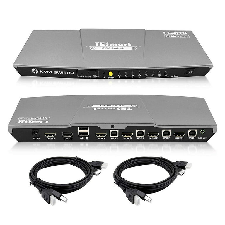 TESmart Commutateur HDMI, HDMI Switch 4 in 1 Out 4K60Hz avec Extracteur  Audio,Commutateur HDMI 4 Ports avec Commutation Automatique et Télécommande  IR