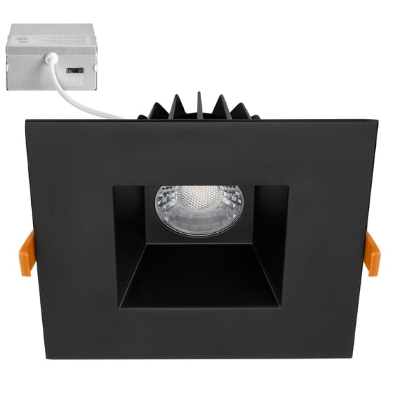Maxxima 6” Ultra-Thin Recessed Anti-Glare LED Downlight Canless IC Rated 1200 Lumens 5 Color Temperature Select 2700K/3000K/3500K/4000K/5000K Dimmable Square Black Trim 90 CRI 5CCT Slim J-Box Included