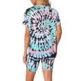 thumbnail image 3 of INSPIRE CHIC Women Tie Dye Lounge Set Outfits Biker Shorts Sets Loungewear XS Blue Pink, 3 of 6