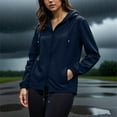 thumbnail image 6 of Horkkom Womens Rain Jacket with Hood Waterproof Long Sleeve Zip Up Hoodie Outdoor Lightweight Rain Coats with Pocket L, 6 of 7