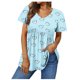 thumbnail image 1 of Jean Corto Pantalones Cortos con Cuello en V Gradiente Impreso Manga Corta Superior de Poliéster, Blusa de Moda Casual para el Uso Diario Y las Salidas, 1 of 3