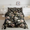 thumbnail image 2 of jejeloiu Retro Rustic Floral Bedding Comforter Set,Spooky Skull Skeleton Twin Comforter Sets,Pink Floral Bedding Set For Adult,Super Cozy Room Decor Reversible,2pcs, 2 of 8