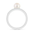 thumbnail image 2 of ANGARA Freshwater Cultured Pearl Dual Shank Ring with Diamonds in 14K White Gold for Women | June Birthstone, Birthday, Anniversary, Jewelry Gift for Women | Pearl Ring, 2 of 8