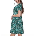 thumbnail image 2 of Disketp Lephants in the Jungle para Vestido de Manga Corta para Mujeres, Vestidos de Verano para Mujeres, Casual y Holgado para la Playa, 2 of 6