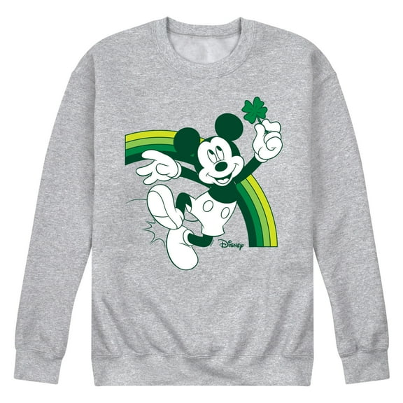 Disney - Mickey Green Rainbow - Men's Crew Neck Fleece Pullover