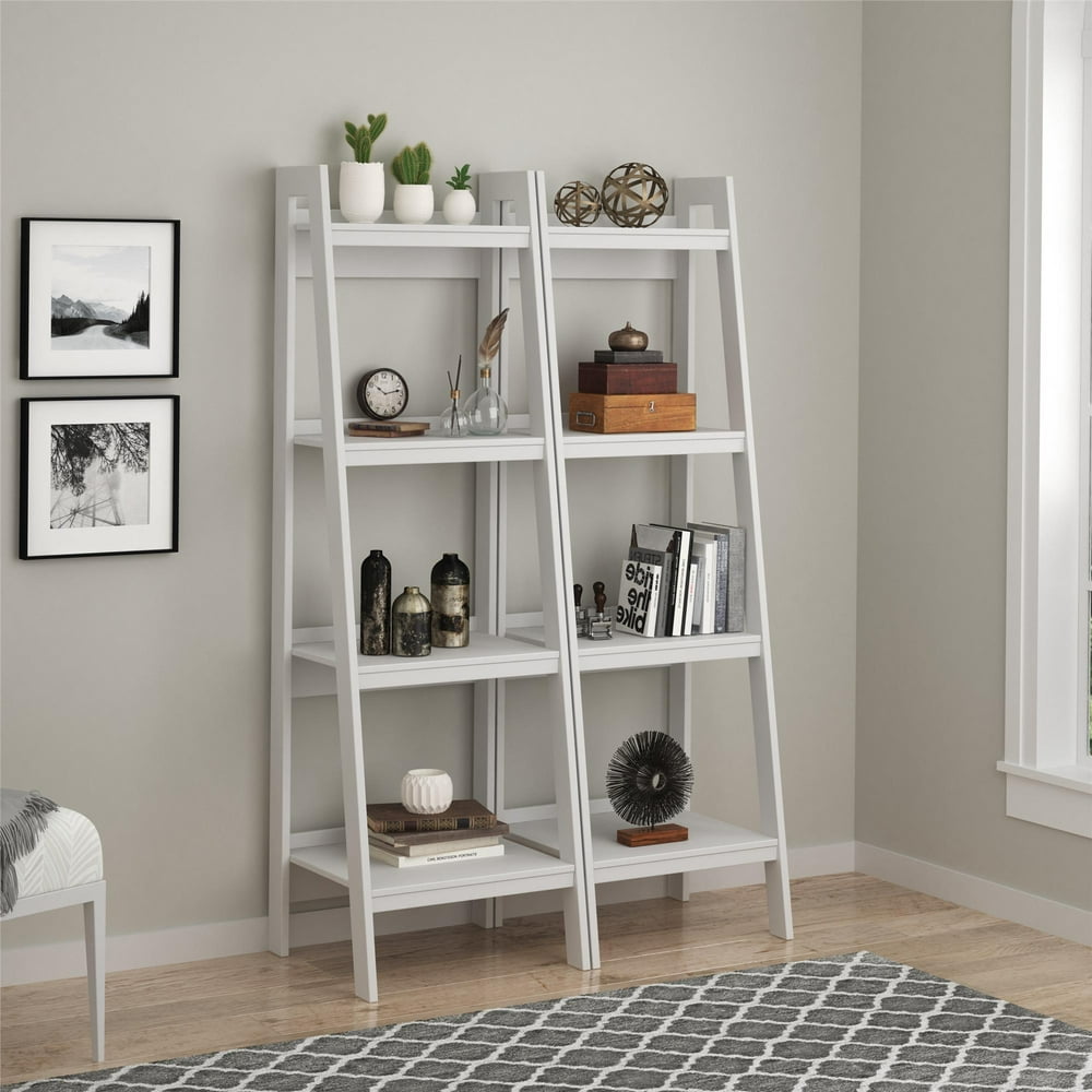 Ameriwood Home Hayes 4 Shelf Ladder Bookcase Bundle, White Walmart