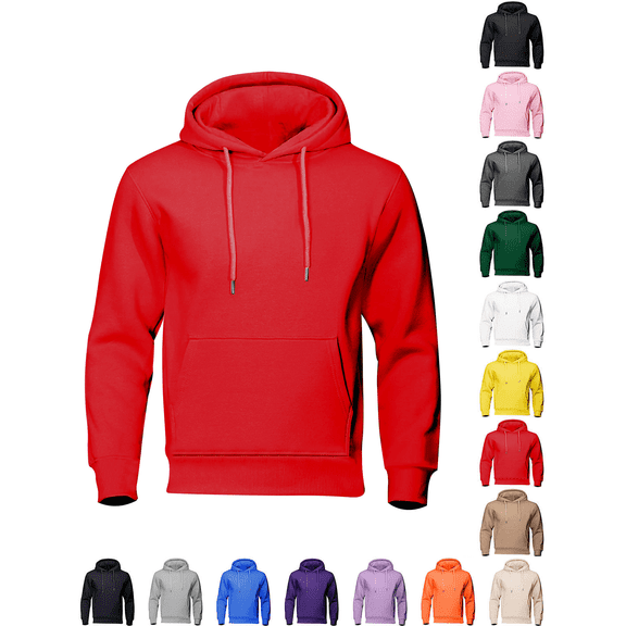 Mens Fleece Lined Oversized Hoodie Pullover Sweatshirts Fall Winter Drawstring Hood Tops Regular Fit Athletic Casual Workout Sweatshirts