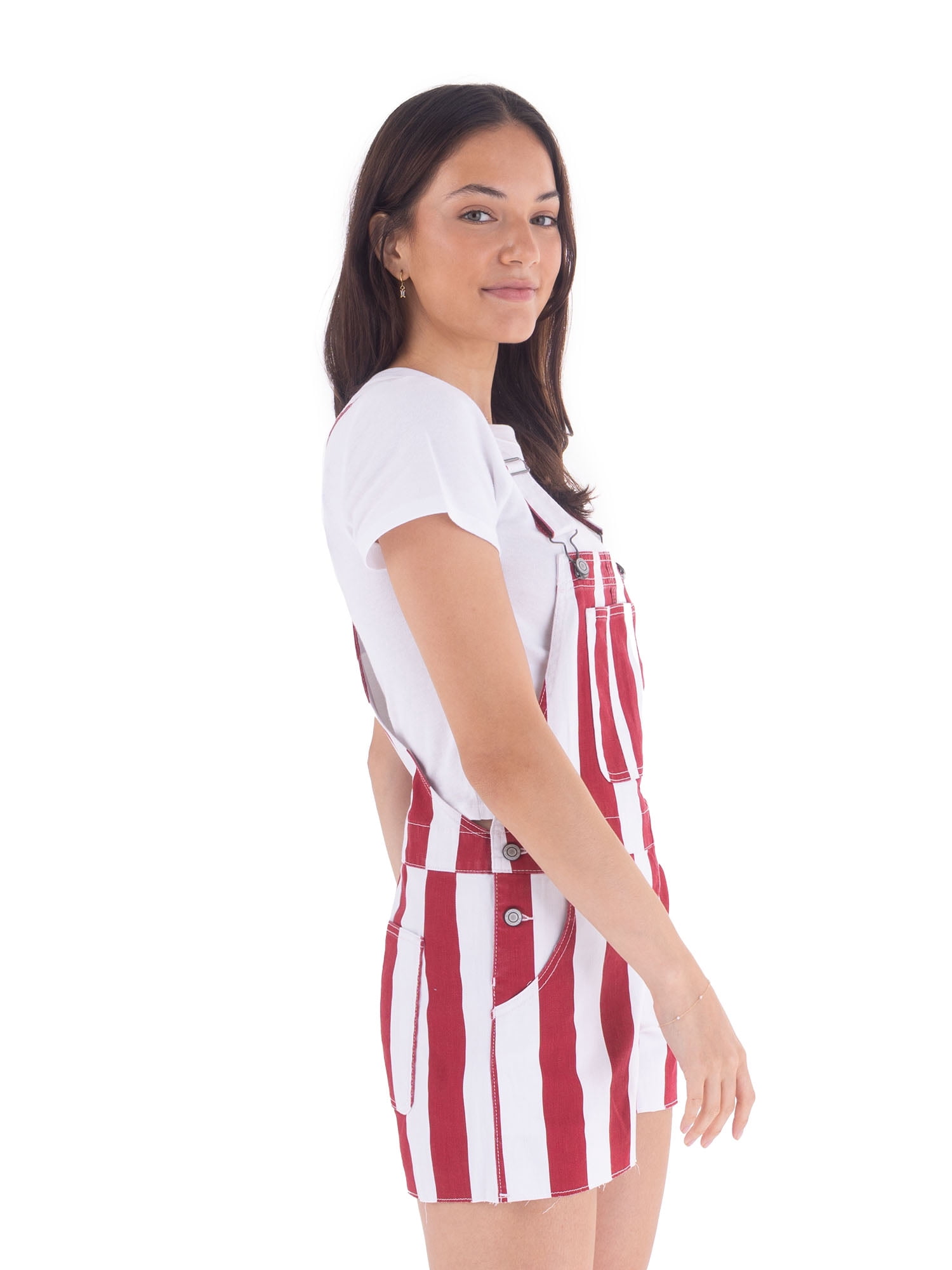 No Boundaries Game Day Raw Hem Shortalls, 3" Inseam, Women's