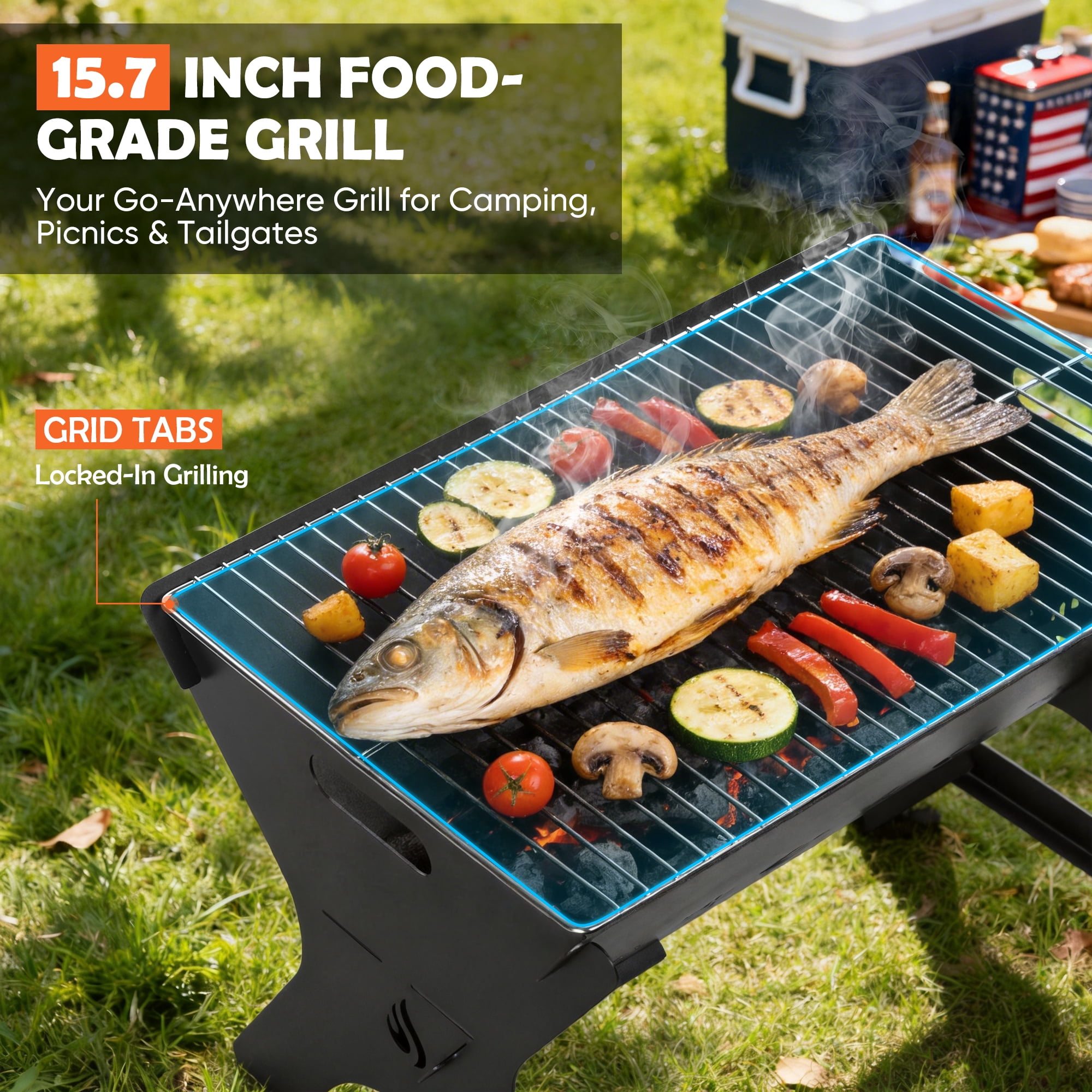 Coliware 3Pcs Portable Folding Charcoal Grill, Heavy Duty Multifunctional Campfire Grill with Carry Bag & Premium Grate for Camping, Fire Pit for Backpacking, Picnic, Patio, Backyard Outdoor Cooking