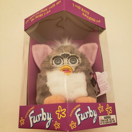 WORKING! FURBY 1998 ORIGINAL 1st Generation TABBY GREY & WHITE! NIB!