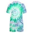 thumbnail image 4 of Aobny Cooling Fancy Women's Pajamas Green Spring Sleepwear Sets Tie-Dye Collared Short Sleeve Short Pants for Junior, 4 of 5