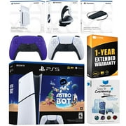 Sony PlayStation 5 Astro Bot Slim Digital Bundle with Disc Drive, Pulse Elite Headset, Extra Controller, Vertical Stand, MightySkins Voucher and 1 Year Extended Warranty - Galactic Purple