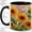 Black, variant on Stained Glass Sunflower Accent Mug, 11oz Ceramic Coffee Cup for Garden Fans