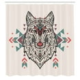 thumbnail image 3 of Ambesonne Ethnic Shower Curtain, Big Wolf Head Ornaments, 69"Wx75"L, Pearl Coral and Teal, 3 of 5