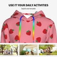 thumbnail image 4 of Lsque Strawberries Pattern Casual Women's Hoodie,Hooded Sweatshirt with Kangaroo Pocket,Pullover Hoodie with Eye-catching Drawstrings-X-Large, 4 of 7