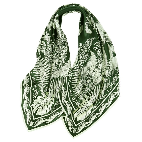 Grace Scarves 100% Silk Scarf, Extra-Large, Fabulous Ferns, Green