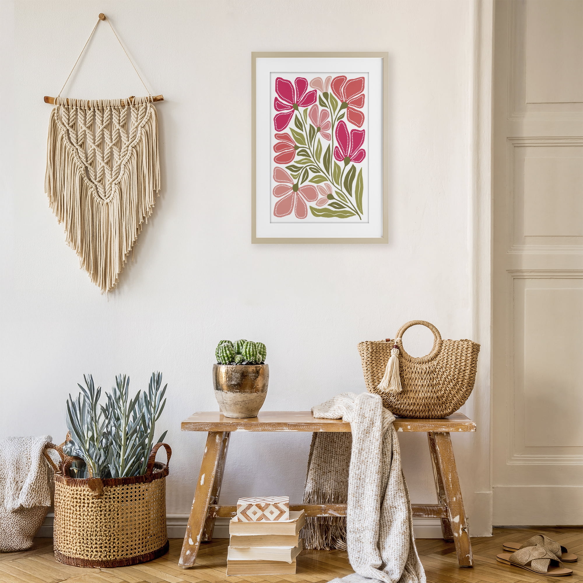 Stupell Industries Bold Midcentury Blooms Birch Framed Print Under Glass, design by Martina Pavlova