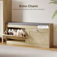 thumbnail image 4 of HOMCOM Shoe Bench with Flip Doors, Boho Entryway Bench, Natural Wood, 4 of 10