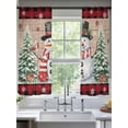 thumbnail image 2 of Christmas Snowman Sheer Curtains 72 inches Long, Christmas Tree Snowflakes Red Plaid Wood Texture Light Filtering Sheer Window Curtains Rod Pocket Voile Drapes for Bedroom Living Room, 52"Wx72"L, 2 of 7