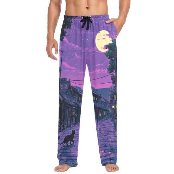 FORMRS Mens Pajama Pants with Pockets Sleepwear Lounge Bottoms Sizes S-2XL, Purple Street