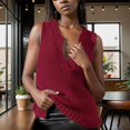 thumbnail image 4 of NECHOLOGY Gilet Chandail Col en V Uni pour Femmes, Rouge, Taille TG, 4 of 5