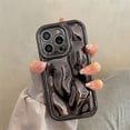 thumbnail image 5 of Glossy 3D Meteorite Texture Plating Silver Phone Case For iPhone 14 13 12 15 Pro Max 11 Camera Protective Metal Color Back Cover, 5 of 5