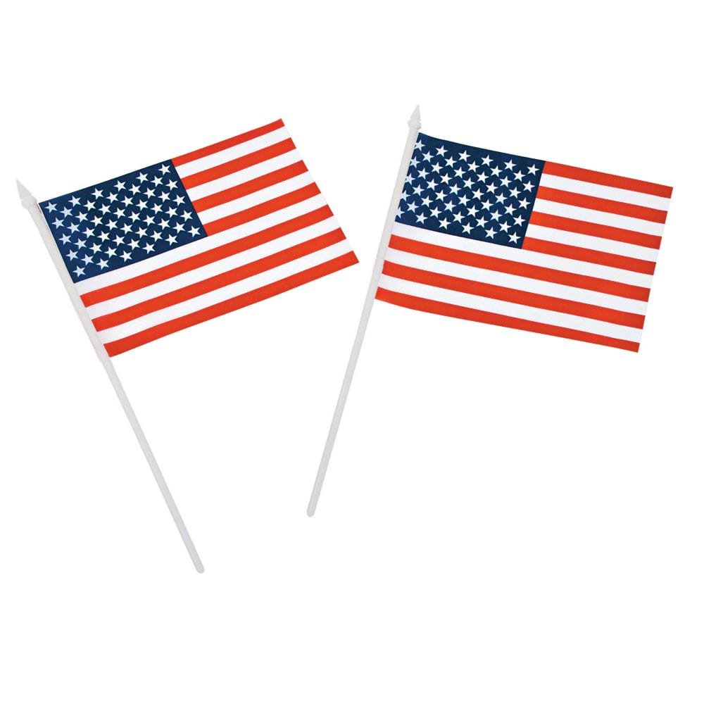 Polyester American Flag (7.5" X 11.5") Party Decor 12 Pieces