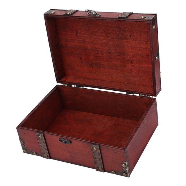 Cofre de Almacenamiento Con Cerradura, Cofre del Tesoro, Caja de Almacenamiento de Madera Vintage, Cofre Decorativo Para Joyas del Tesoro Con Cerradura para