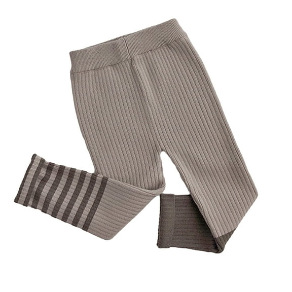 WOLLED Toddler Baby Girl Knit Footless 1-18 Years Old Ankle Leggings Pants Striped Stretchy Pants