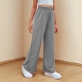 thumbnail image 6 of Girls Pants Casual Solid Color Fashion Elastic Waist Sports Straight Leg Pants Girls Sweatpants Front Seam Drawstring Wide Leg Sweat Pants Kids 7-14Y, 6 of 8