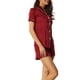 thumbnail image 4 of Conjuntos de pijama para mujer INSPIRE CHIC de manga corta con botones y pantalones cortos, conjuntos de lounge XL color rojo vino, 4 of 6