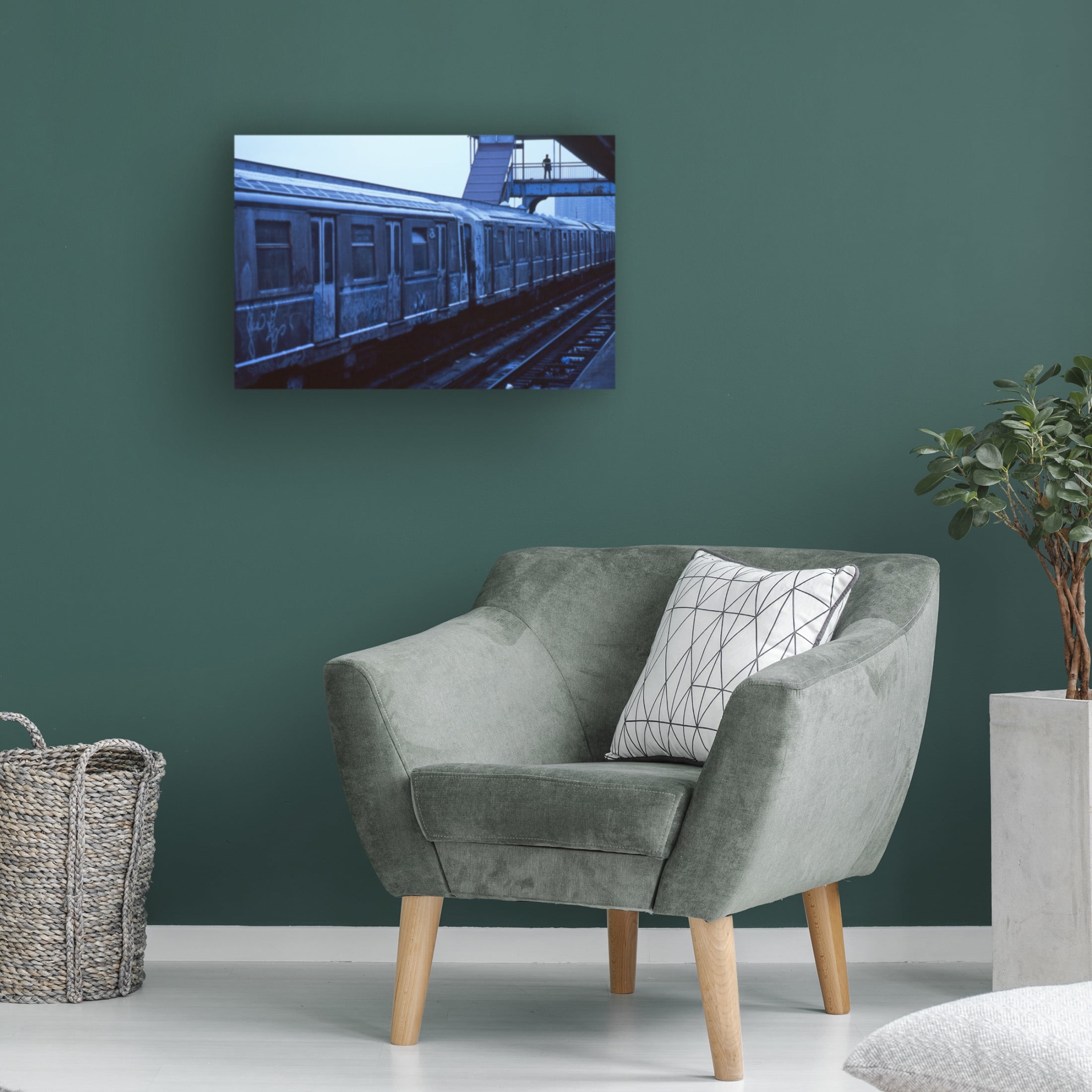 Canvas Wall Art - Dieter Matthes 'The Train From The Series Qnew York Bluesq ' Wall Art for Living Room, Bedroom, or Office Décor by Trademark Fine Art - 32 x 22 Inches
