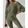 thumbnail image 5 of ZEFORTEX 2 Piece Lounge Outfit 2025 Long Sleeve Knit Pullover Tops Drawstring Pants Set Tracksuit Sweatsuit, 5 of 8