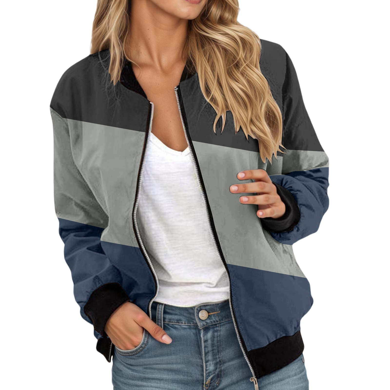 SHIXIAOO Men's Casual Loose Fit Zip Up Sports Jacket with Color