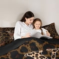thumbnail image 4 of Erosebridal Women Cheetah Printed Queen Comforter Set,Watercolor Aesthetic Letter Y Initial Print Bedding Comforter Set For Adults,Black Reversible,3pcs, 4 of 7