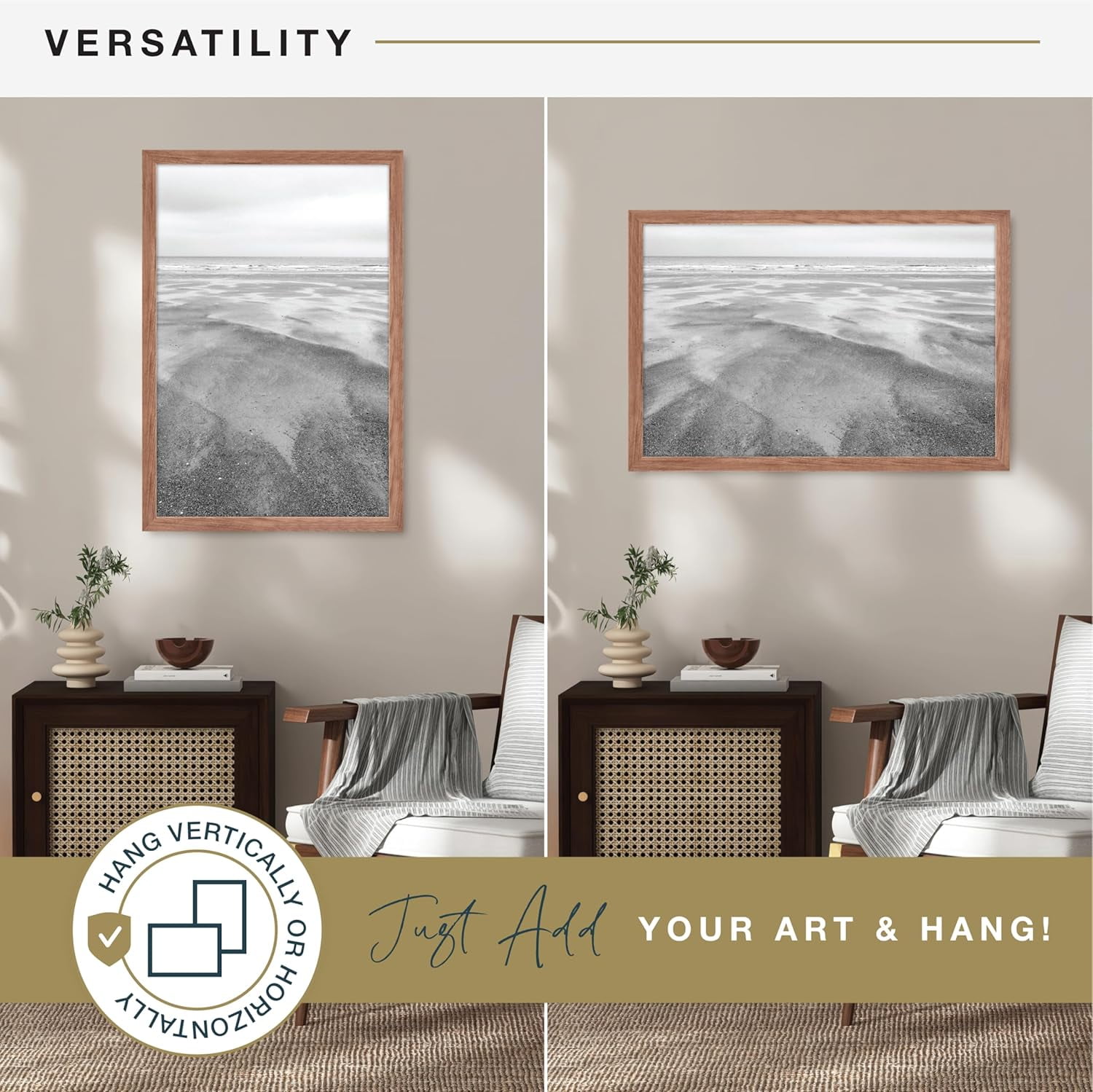 MCS Museum Poster Frame 24x36 Medium Oak, Vertical & Horizontal Wall Hanging Large Picture Frame for Photos, Posters & Art Prints  (1-Pack)
