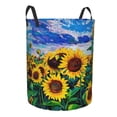 thumbnail image 2 of Haiem Landscape With Sunflowers Leather Dirty Clothes Laundry Basket,Sturdy & Waterproof,Collapsible Round Design For Efficient Space Management,Multi-Purpose Storage Basket, 2 of 8