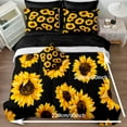 thumbnail image 3 of Black Sunflower Comforter Set King Size 8 Pieces Bed in a Bag Yellow Flower Design Bedding with 1 Comforter, 4 Pillowcase, 1 Flat Sheet, 1 Fitted Sheet, 1 Cushion Cover, 3 of 8