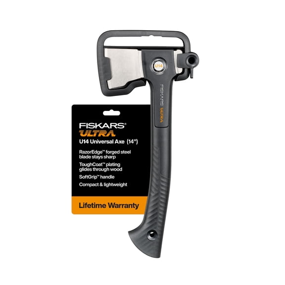 Fiskars Ultra Universal Axe U14, Compact Chopping Hatchet, RazorEdge Blade