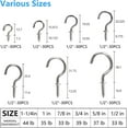 thumbnail image 5 of Stainless Steel Eye Hooks, Metal Cup Hooks For Hanging Objects, Anti-Rust Screw Hooks For Indoor And Outdoor Applications, Space Saving Design, 7 Sizes Included, 5 of 5