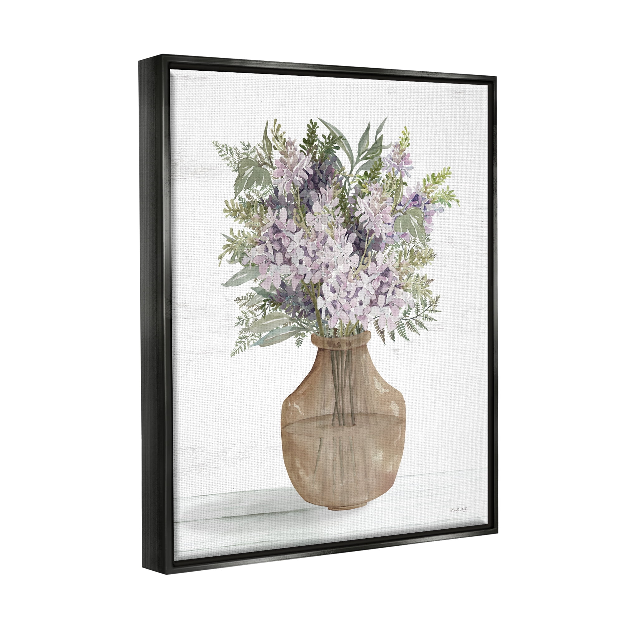 Stupell Country Lilac Blooms Arrangement Botanical & Floral Painting Black Floater Framed Art Print Wall Art