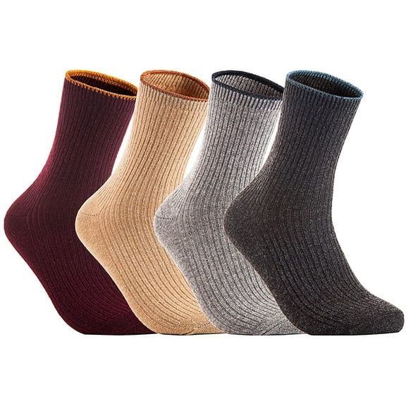 Lian LifeStyle Perfect Fit, and Cozy Women's 4 Pairs Wool Crew Socks For Healthy Feet With A Wide Range Of Colors L1612 Size 6-9  No Black