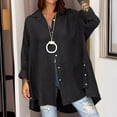thumbnail image 3 of Nouvelle Chemise d'Été Unie pour Femmes, Ample, à Manches Neuf Dixièmes, en Coton et Lin, 3 of 7