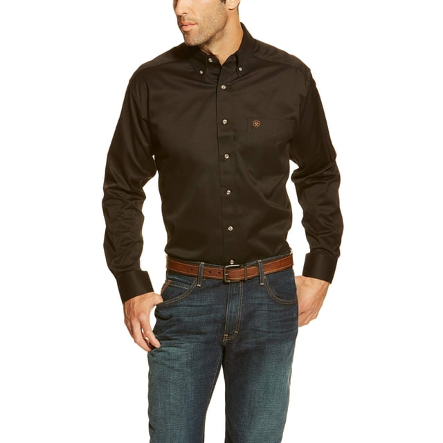 Camisa ARIAT Big and Tall de sarga lisa negra para hombre, talla LG
