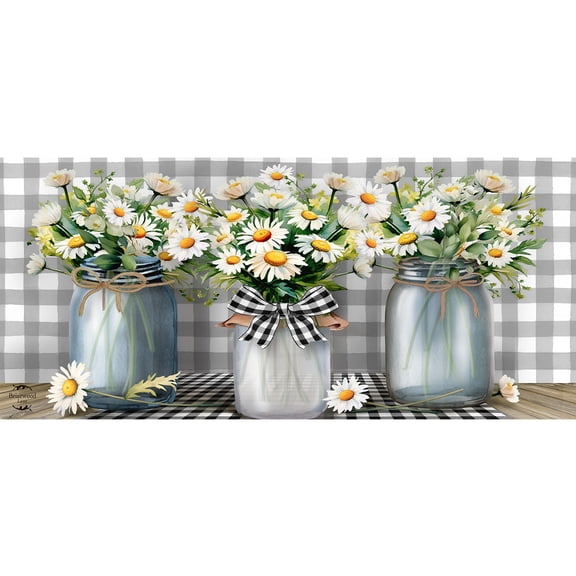 Briarwood Lane Spring Farmhouse Jars Mini Mat 22x10 Indoor Outdoor For Spring Doormat