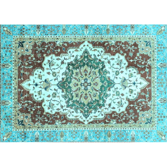 Ahgly Company Indoor Rectangle Abstract Light Blue Modern Area Rugs, 2' x 4'