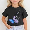 thumbnail image 2 of MIXUE Toddler Girls Tops & T-Shirts Summer Cute Butterfly Print Round Neck Short Sleeve Fashion Casual Tshirts Outwear,Black,3-4 Years, 2 of 4