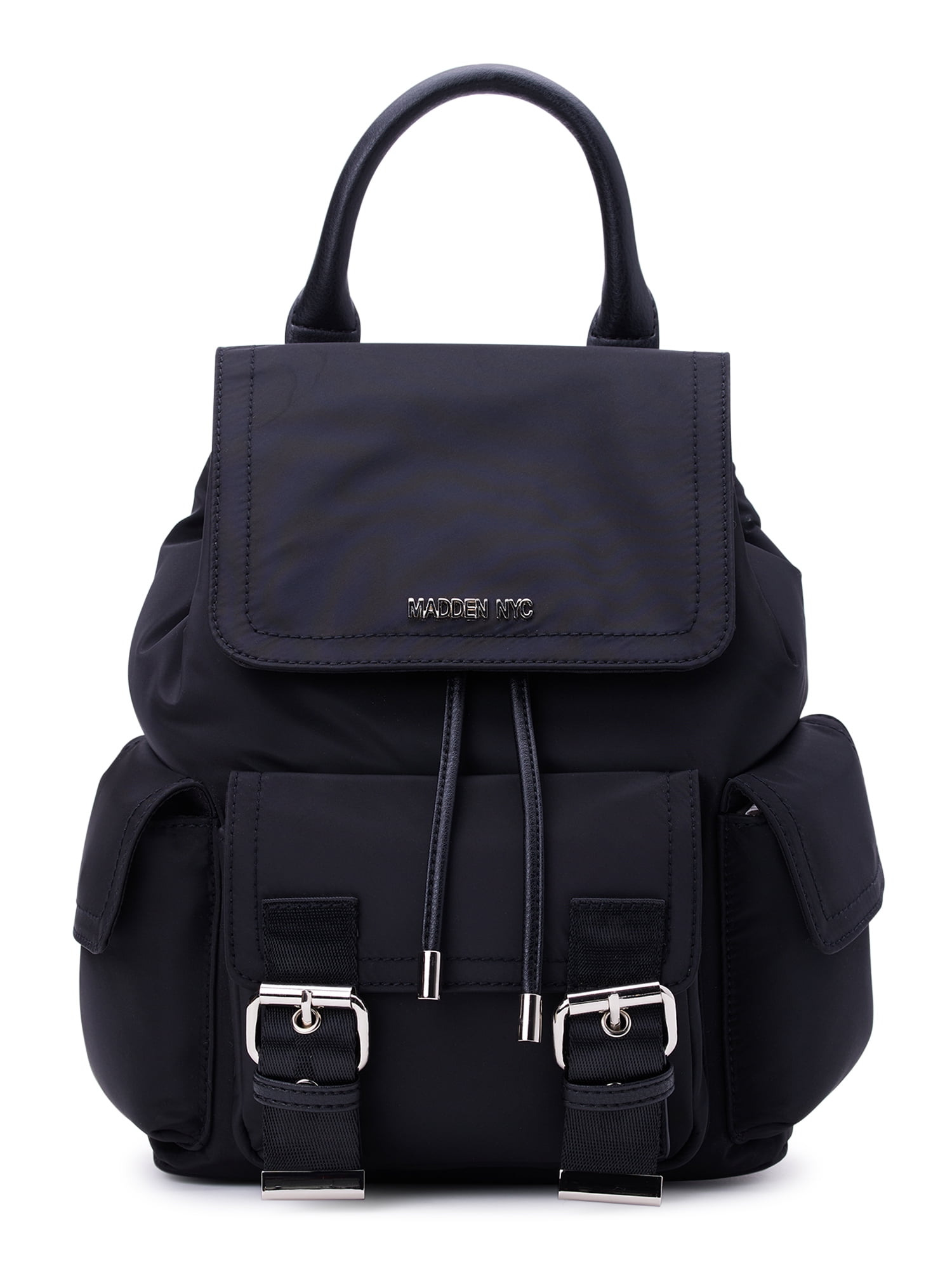 Madden NYC Women's Buckle Flap Backpack, Black