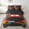 thumbnail image 2 of Erosebridal Fast Car Bedding Sets Twin Size,Orange Red Comforter Sets with Sheets,Car Theme Bed in a Bag Twin size,Microfiber Geometric Room Decorative,Reversible,7pcs, 2 of 6
